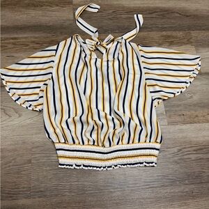Forever 21 Striped Blouse with Tie Neck